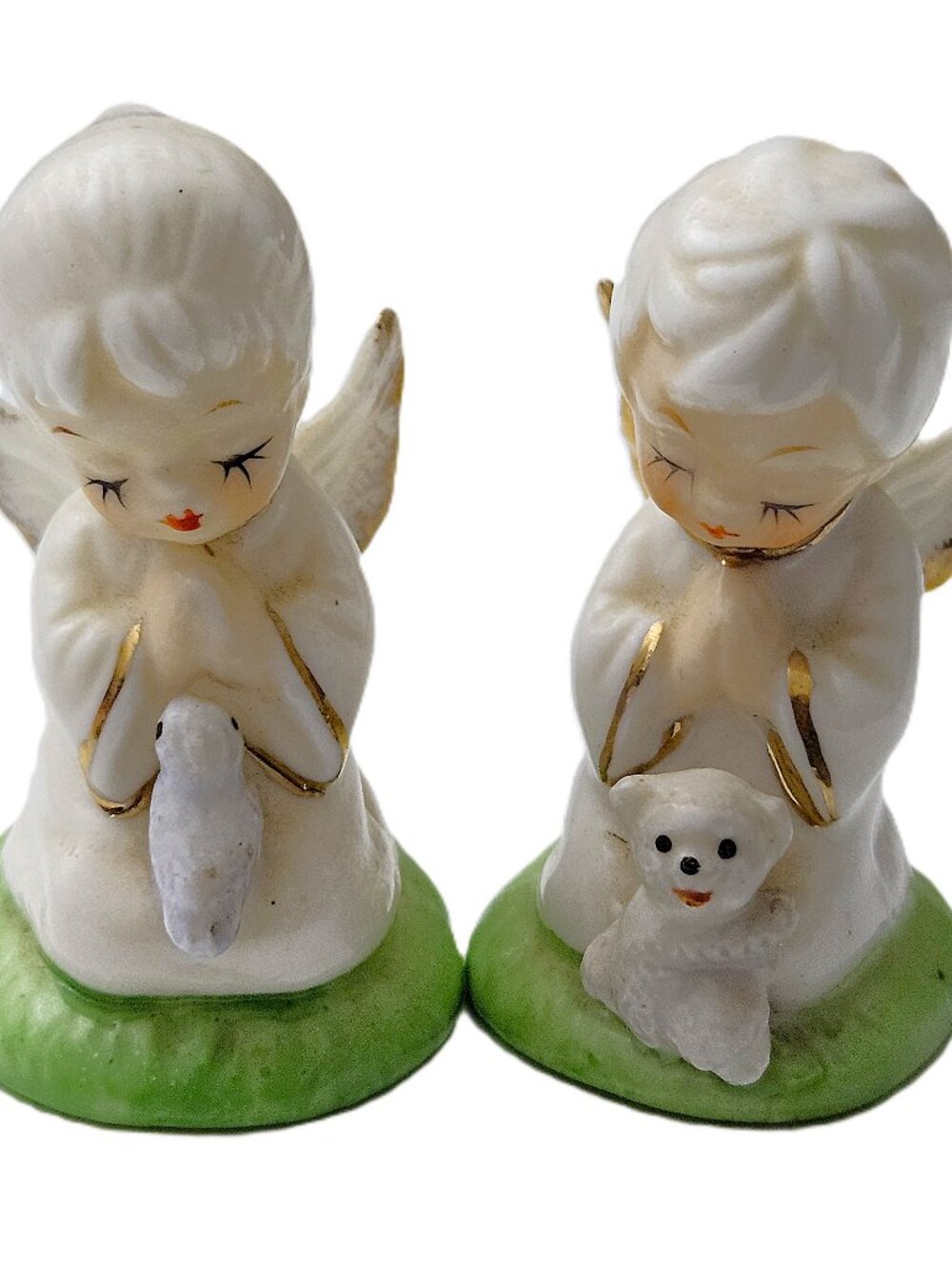 Vintage Napco Ceramic Praying Angel Figurines Set – 1960s Japan – Hand-Painted